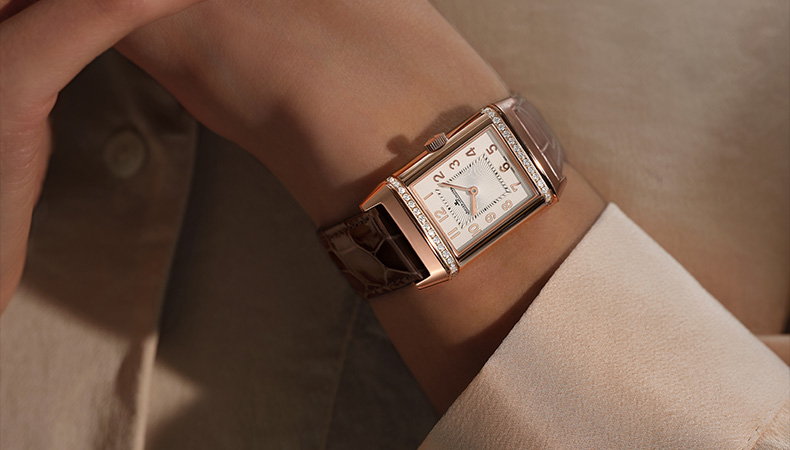 REVERSO double-sided flip series rose gold diamond automatic women's watch