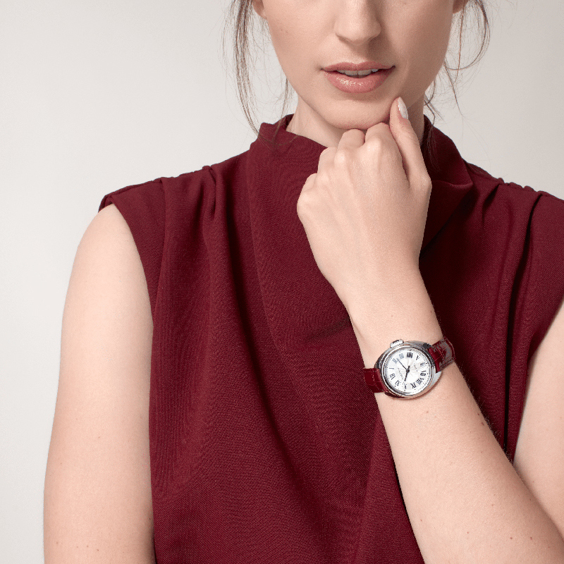 Key series mechanical watch stainless steel alligator leather strap watch