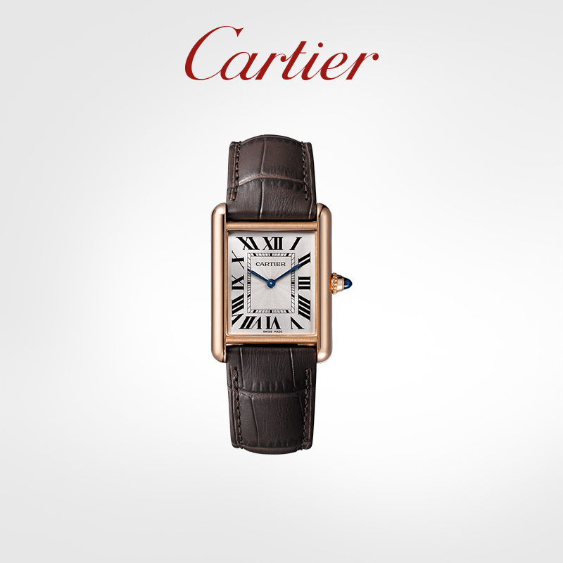 Tank Louis watch rose gold alligator leather strap watch