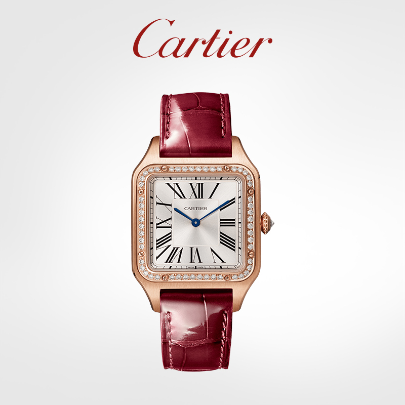 Santos-Dumont series watch rose gold diamond alligator leather strap watch