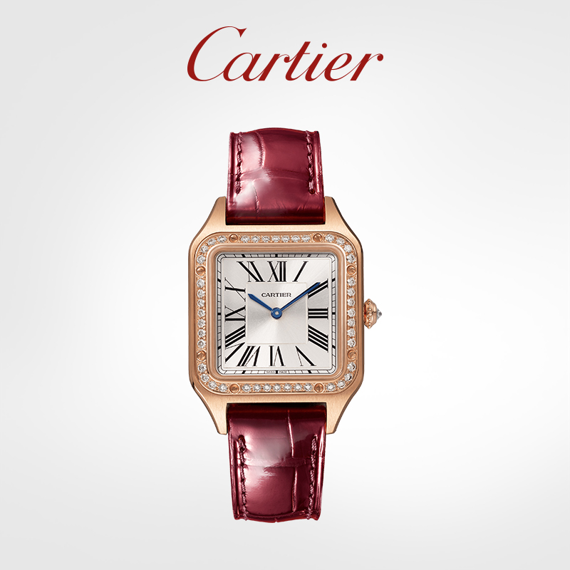 Santos-Dumont series watch rose gold diamond alligator leather strap watch