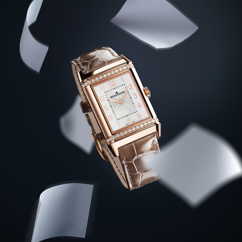 REVERSO double-sided flip series rose gold diamond automatic women's watch