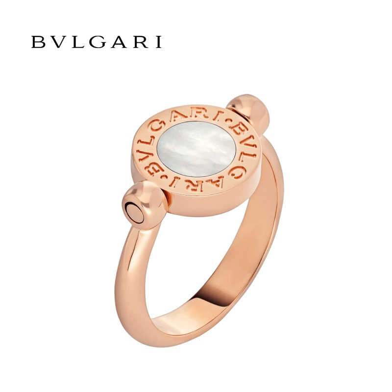 18 KT ROSE GOLD FLIP RING SET WITH MOTHER-OF-PEARL AND ONYX
