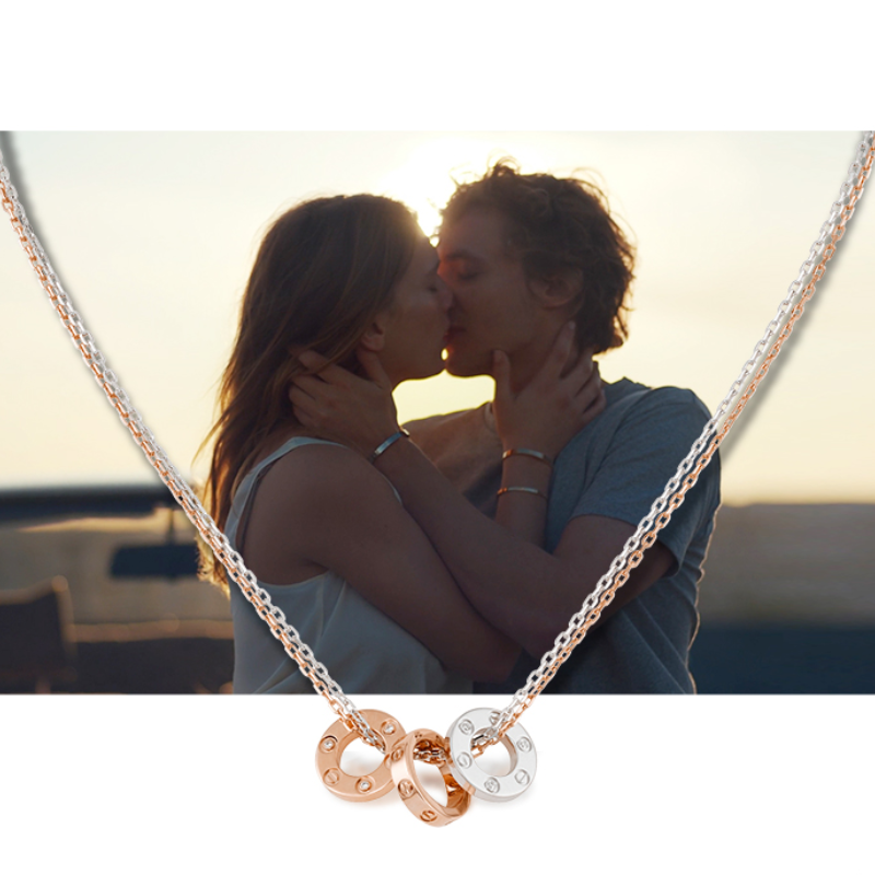 LOVE SERIES NECKLACE ROSE GOLD WHITE GOLD DIAMOND NECKLACE