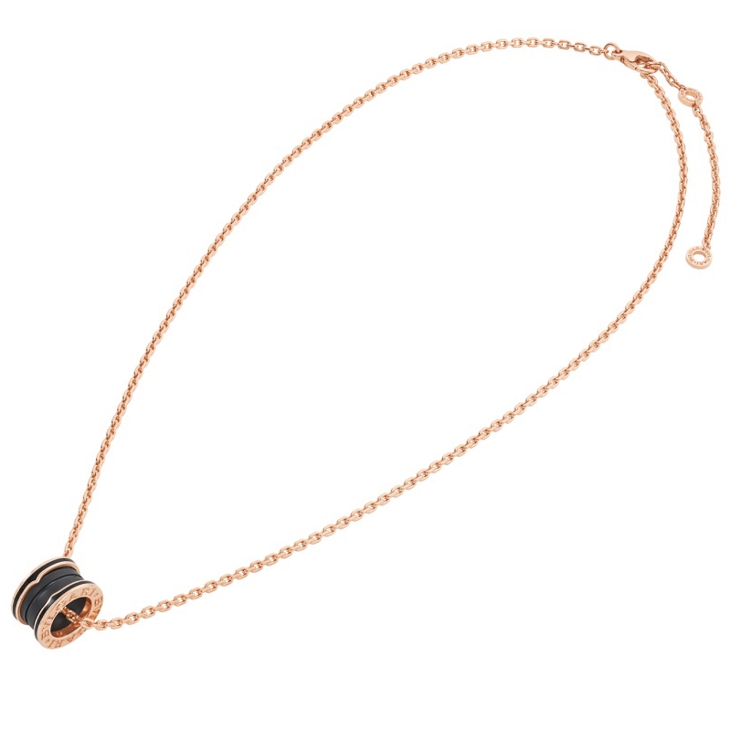 B.zero1 pendant necklace in 18 kt gold with matte black ceramic