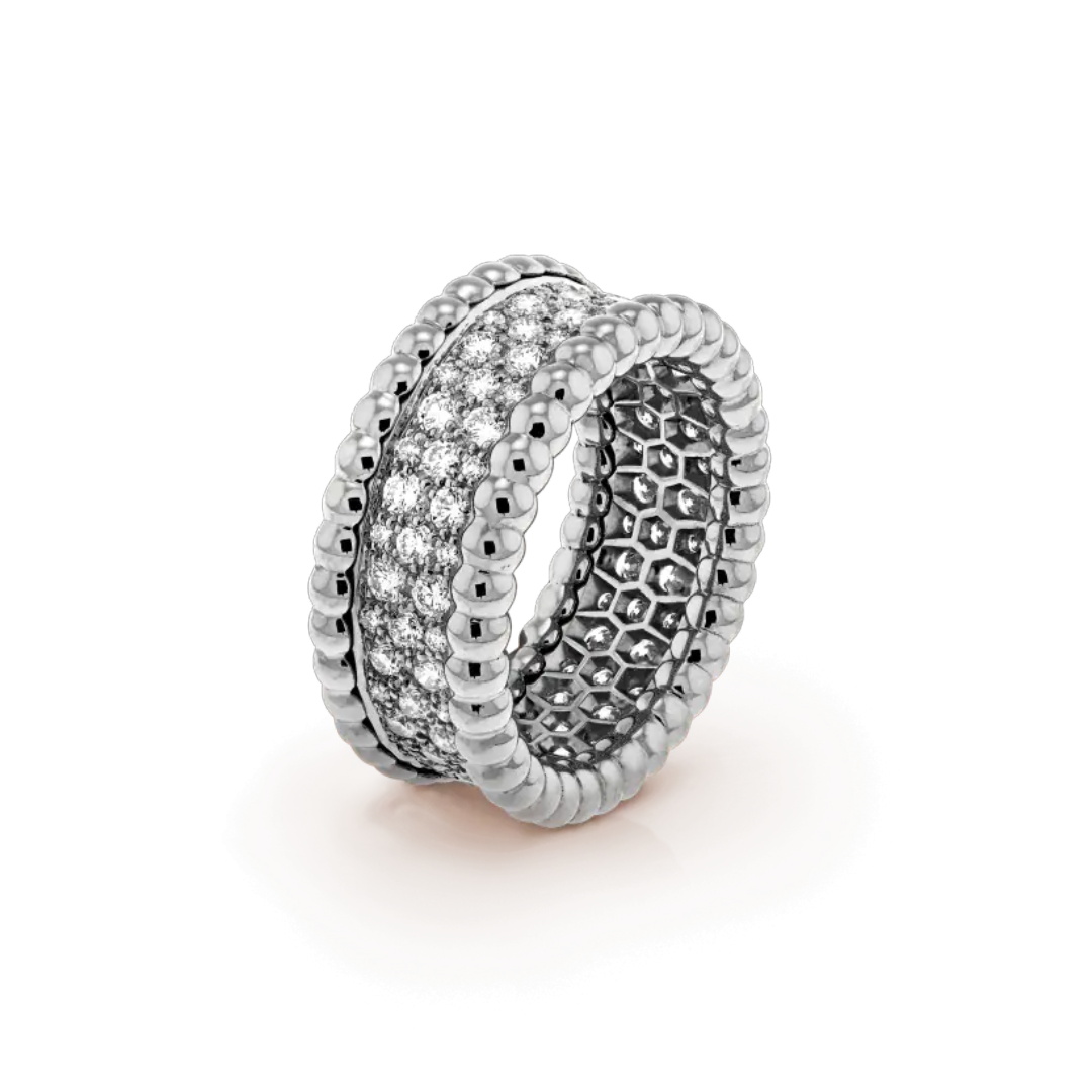 Perlée diamonds ring, 3 rows