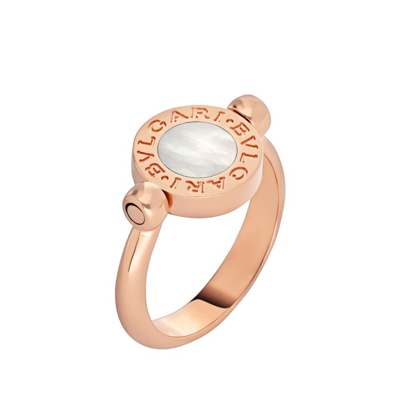 18 KT ROSE GOLD FLIP RING SET WITH MOTHER-OF-PEARL AND ONYX