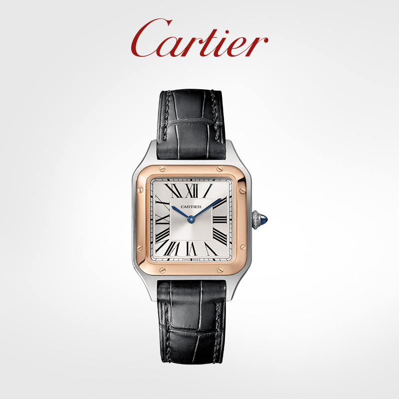 Santos-Dumont Collection watch Rose gold alligator leather strap watch