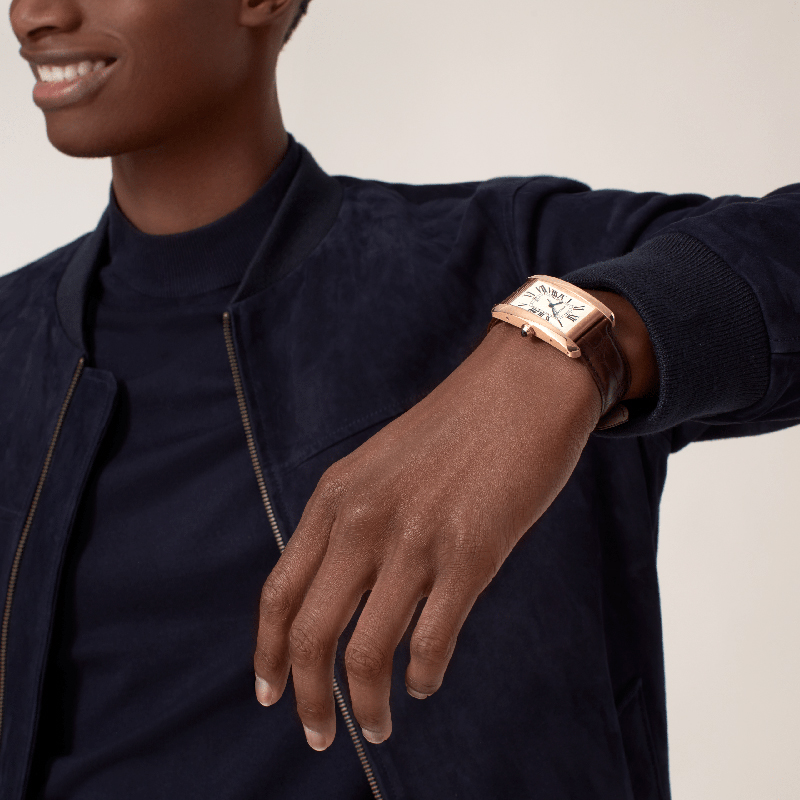 Tank Américaine series quartz mechanical watch rose gold watch