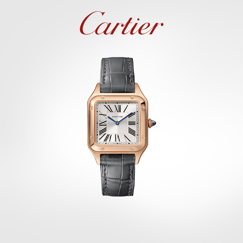 Santos-Dumont series watch rose gold leather strap watch