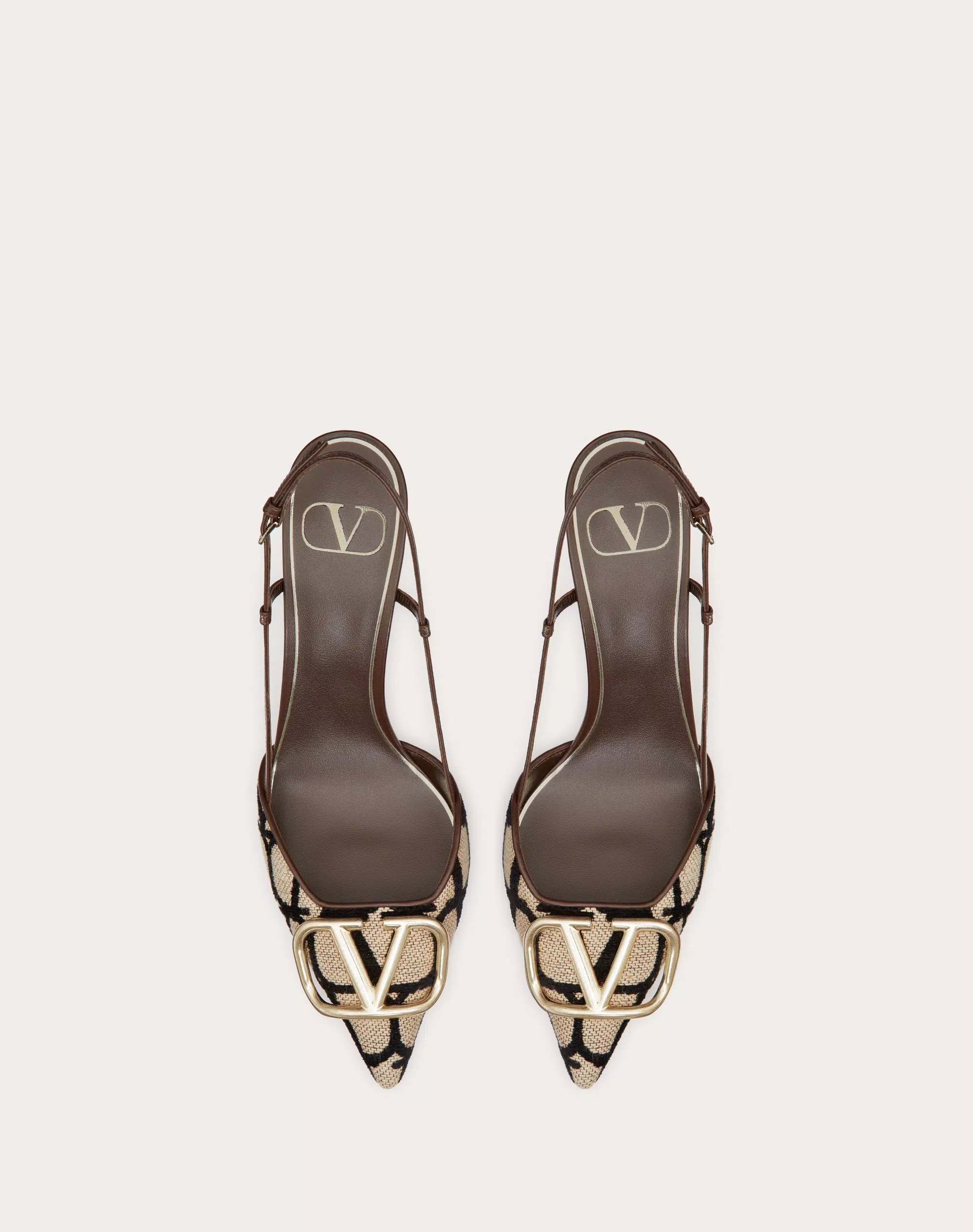 VLOGO SIGNATURE SLINGBACK PUMP IN TOILE ICONOGRAPHE 80MM
