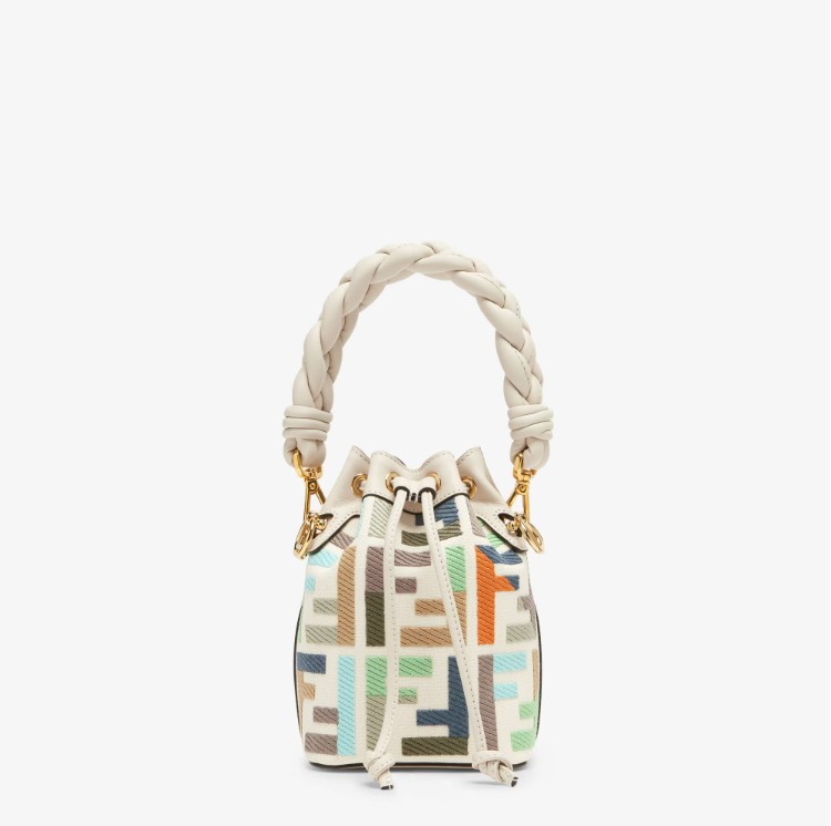Mon Tresor Color Block Canvas FF Embroidered Mini Bag