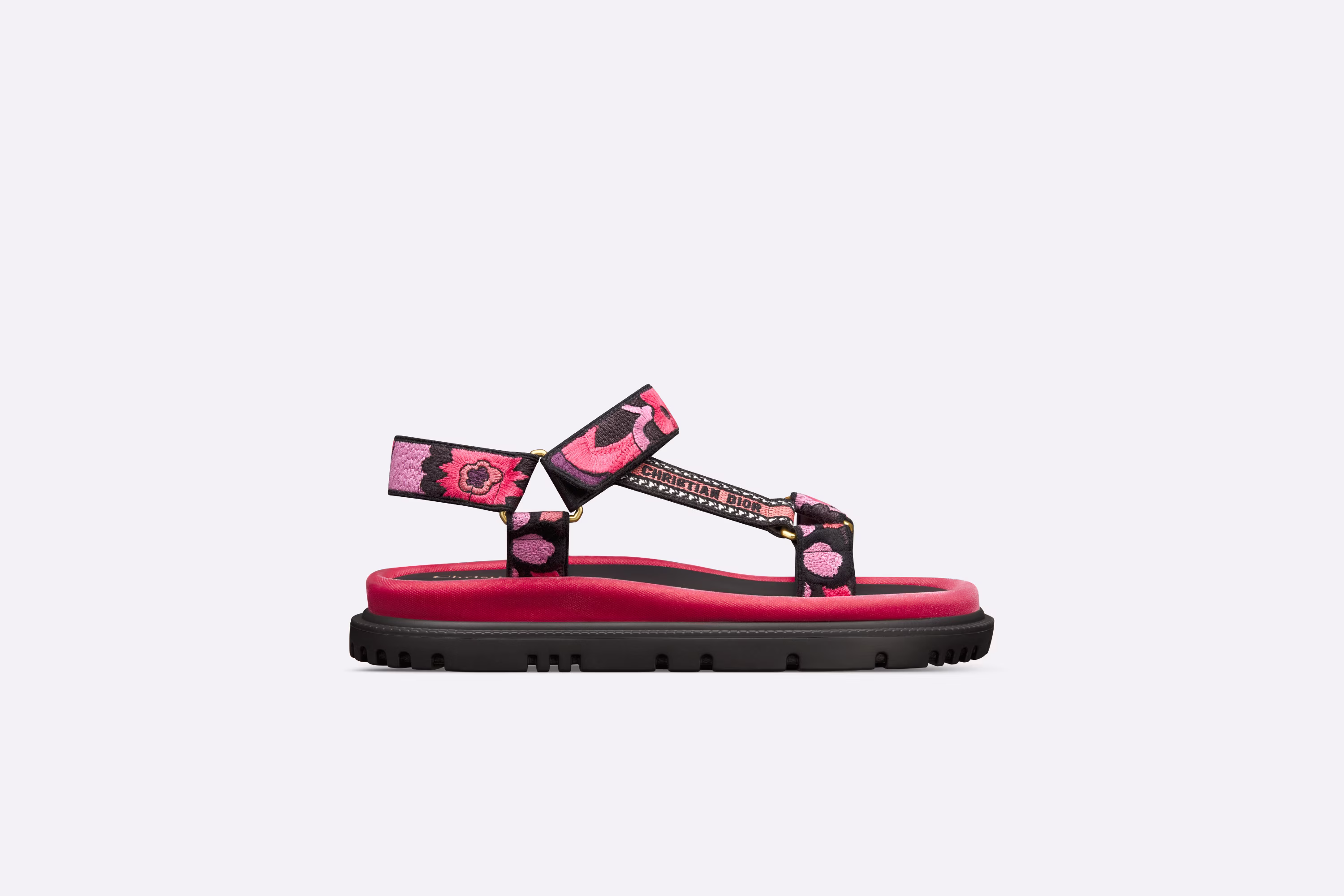 D-WAVE SANDAL Indy Pink Multicolor Cotton with Jardin Indien Embroidery