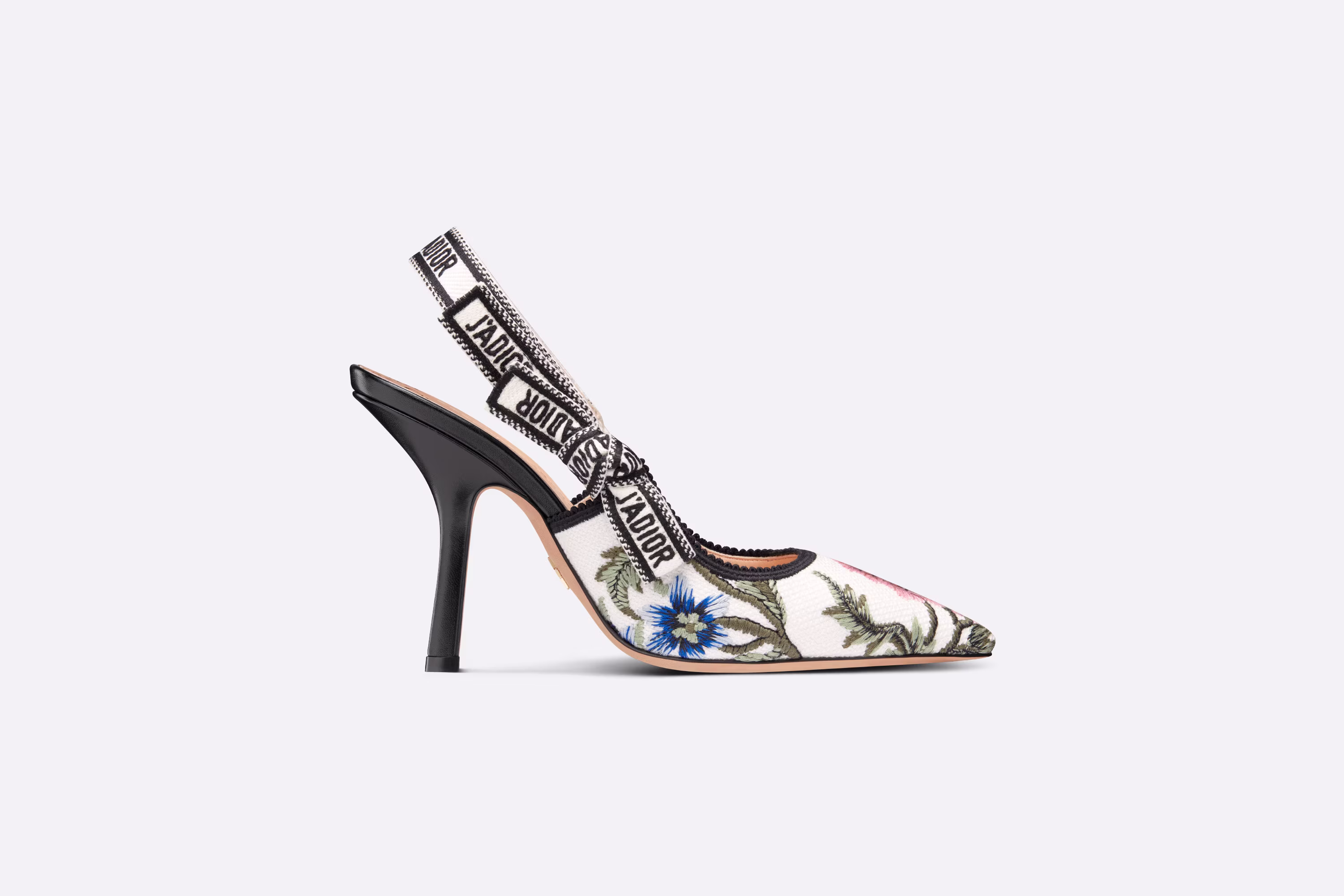 J'ADIOR SLINGBACK PUMP White Multicolor Cotton Embroidered with Dior Petites Fleurs Motif