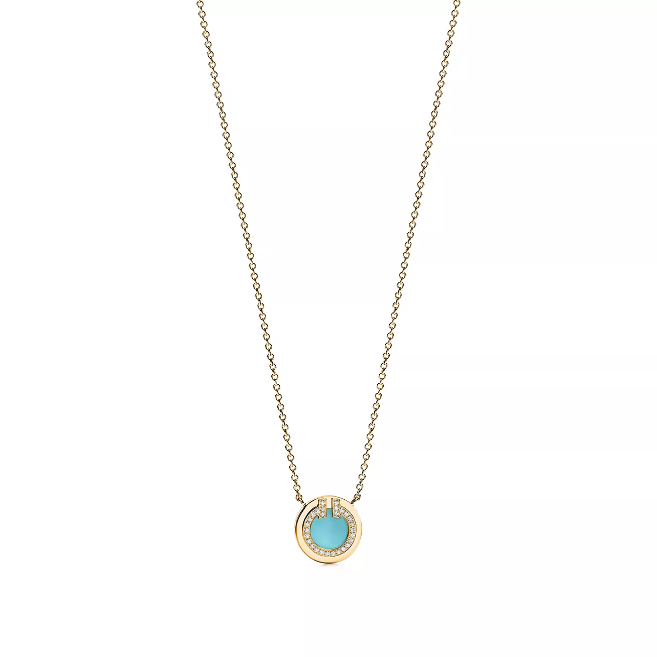 Tiffany T Diamond and Turquoise Circle Pendant