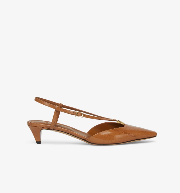 FENDI FFold Eel leather low-heeled slingback shoes