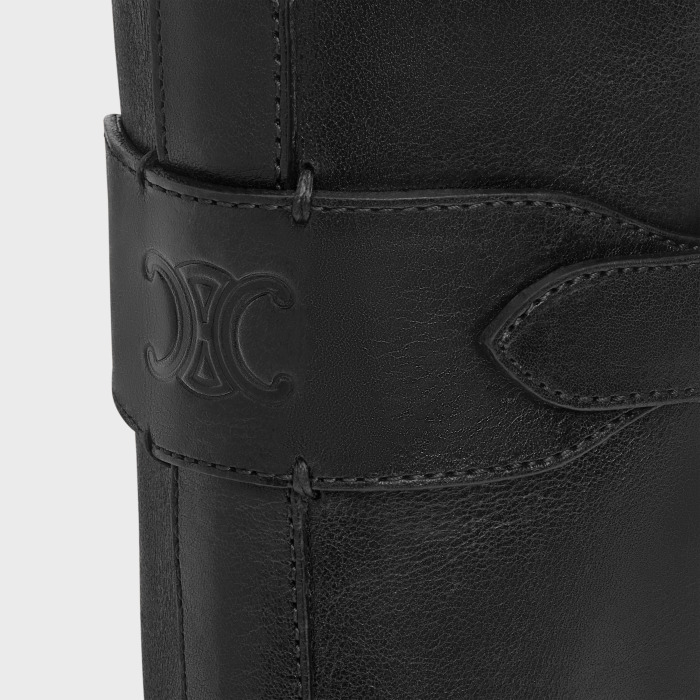 LYRA cowhide leather three-buckle ankle boots Black