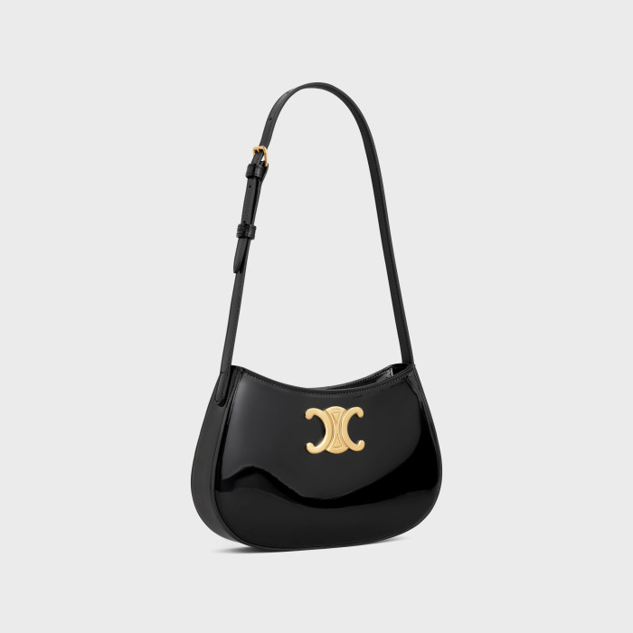 TILLY medium bag in patent calfskin Black