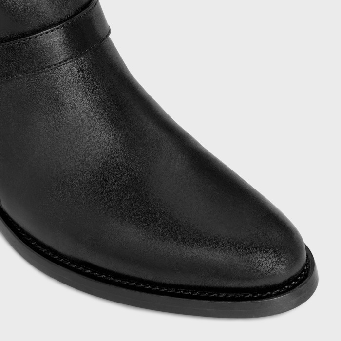 LYRA cowhide leather three-buckle ankle boots Black