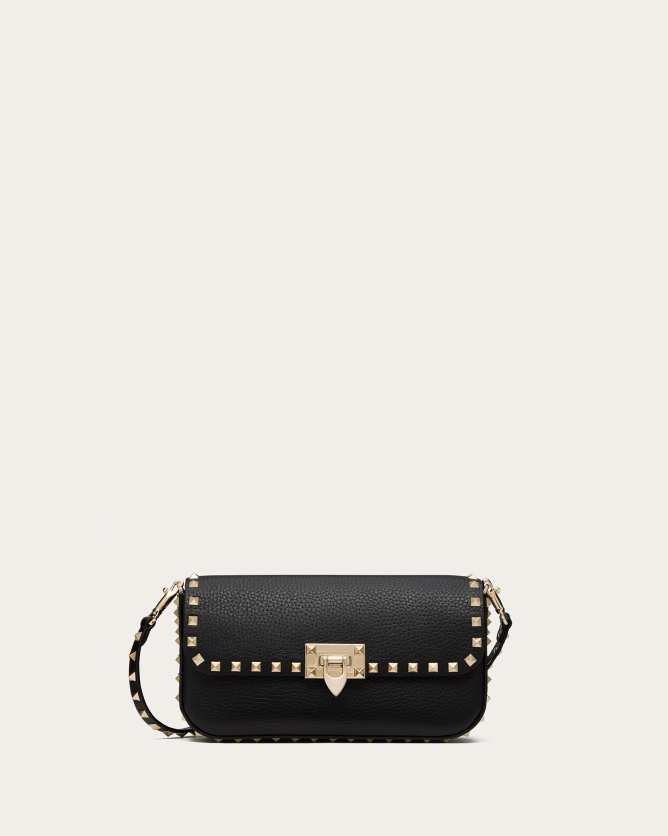 ROCKSTUD Grained Calfskin Bag (Gray, Black)