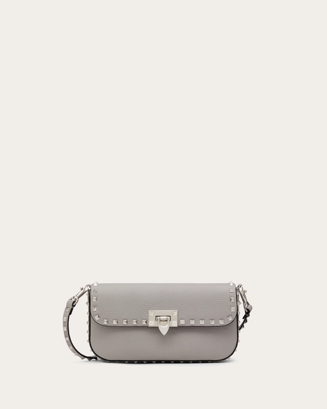 ROCKSTUD Grained Calfskin Bag (Gray, Black)