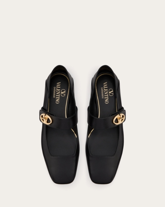 VLOGO LOCKER calfskin Mary Jane ballet flats