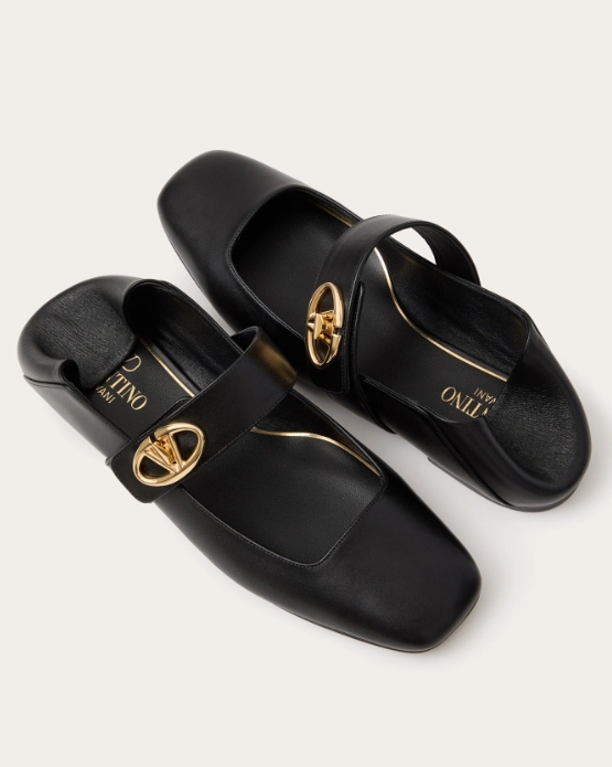 VLOGO LOCKER calfskin Mary Jane ballet flats