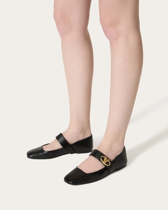 VLOGO LOCKER calfskin Mary Jane ballet flats