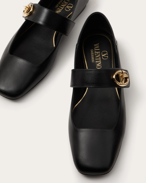 VLOGO LOCKER calfskin Mary Jane ballet flats