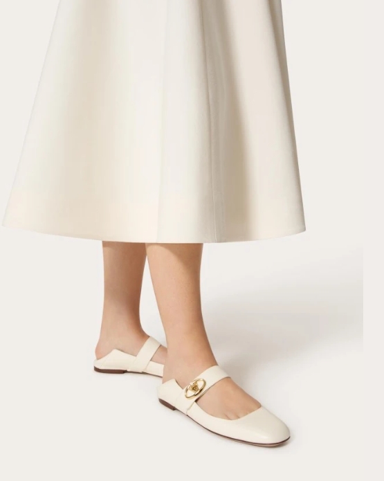 VLOGO LOCKER calfskin Mary Jane ballet flats