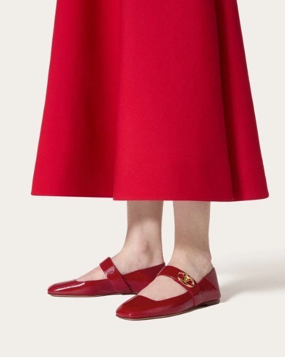 VLOGO LOCKER calfskin Mary Jane ballet flats