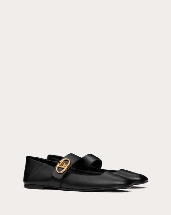 VLOGO LOCKER calfskin Mary Jane ballet flats