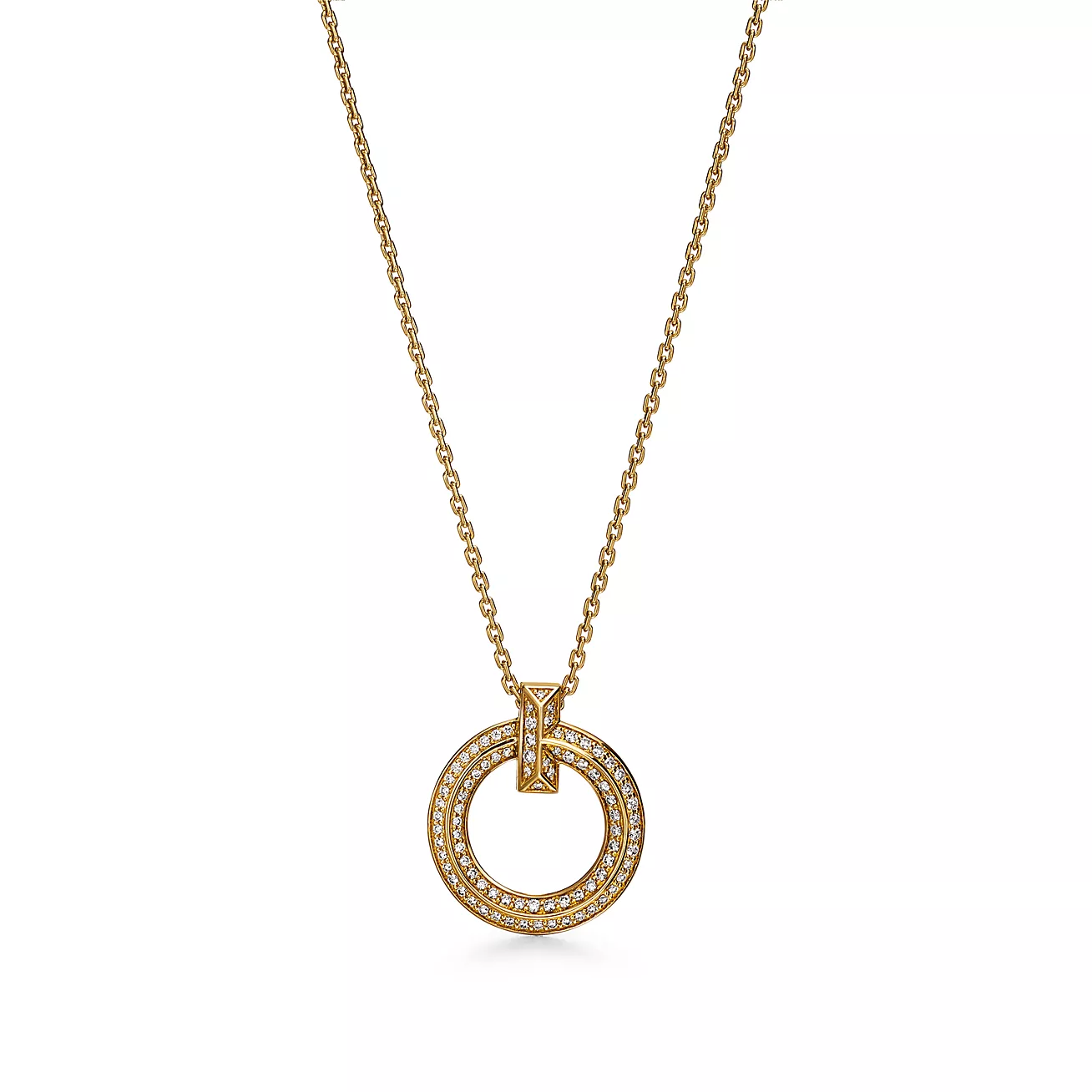T1 Narrow Circle Necklace Paved with Diamonds(Available in multiple colors）