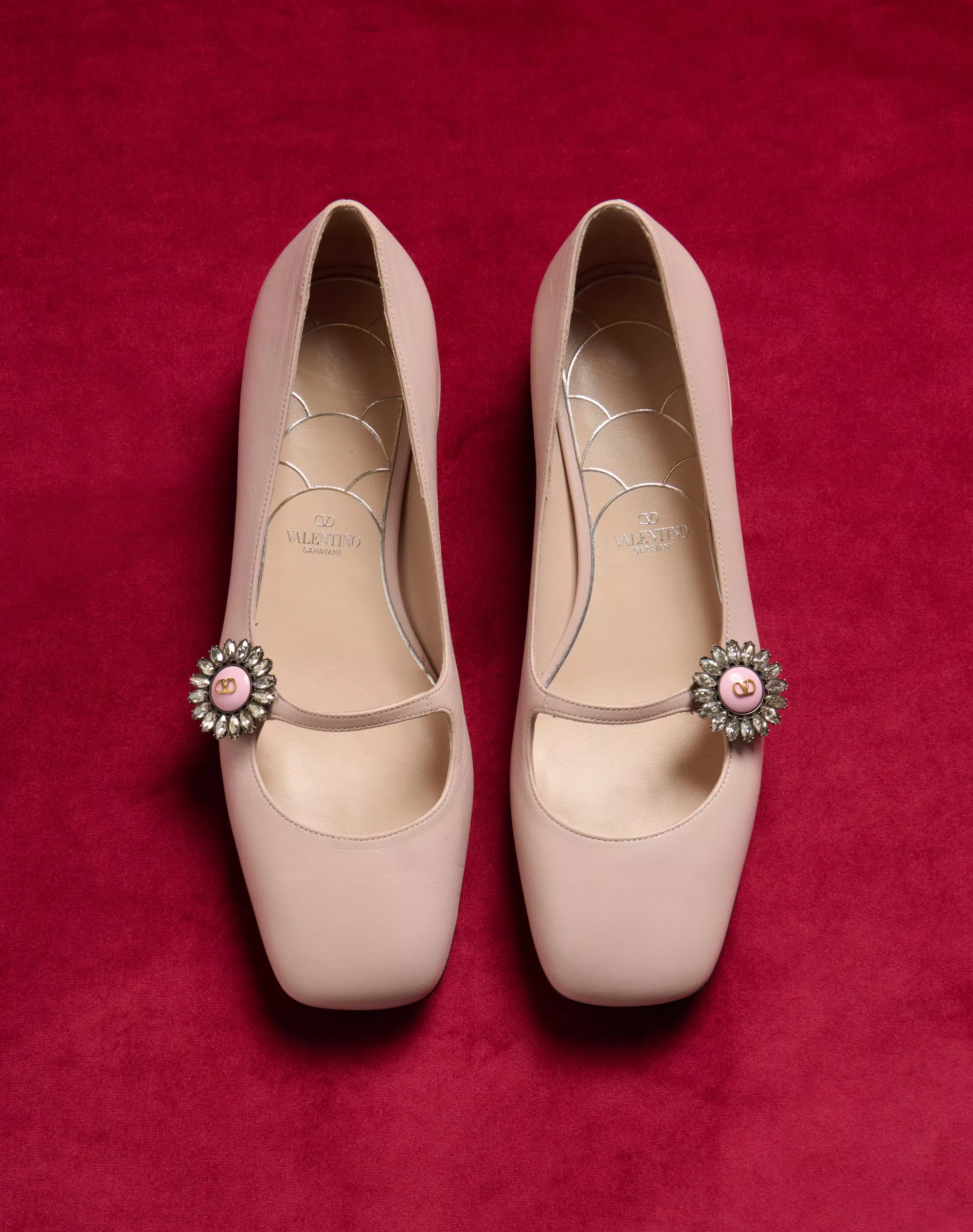 MARY-JANE PRESHOES BALLERINA IN KIDSKIN WITH JEWEL BUTTON 20MM