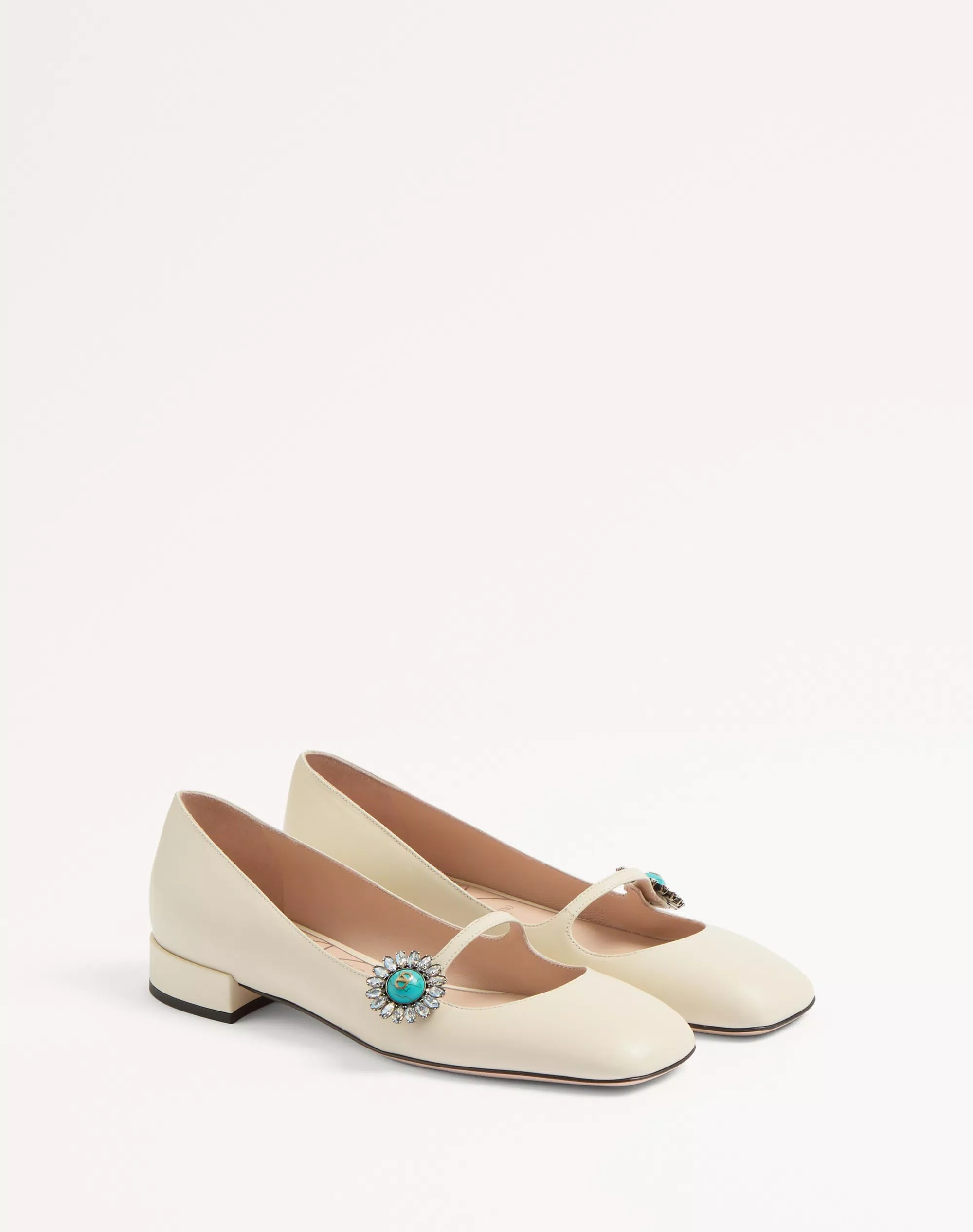 MARY-JANE PRESHOES BALLERINA IN KIDSKIN WITH JEWEL BUTTON 20MM