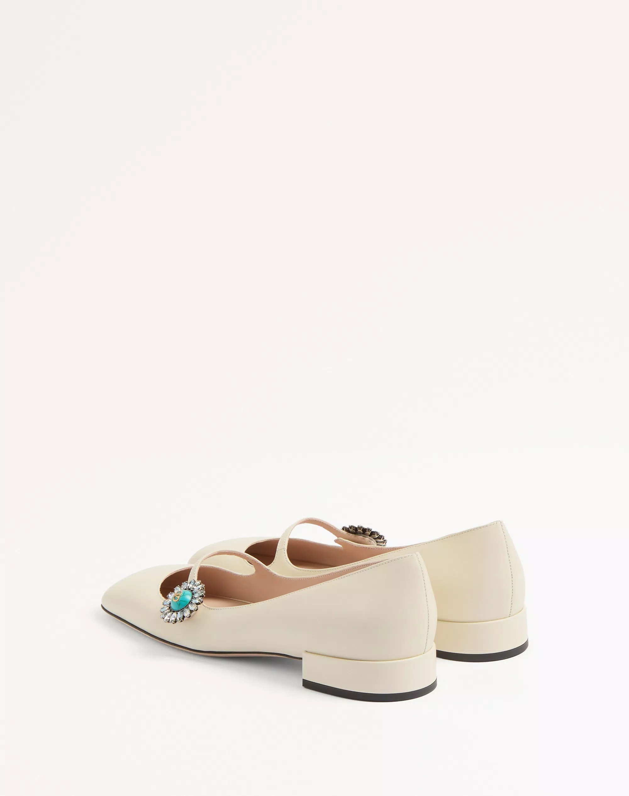 MARY-JANE PRESHOES BALLERINA IN KIDSKIN WITH JEWEL BUTTON 20MM