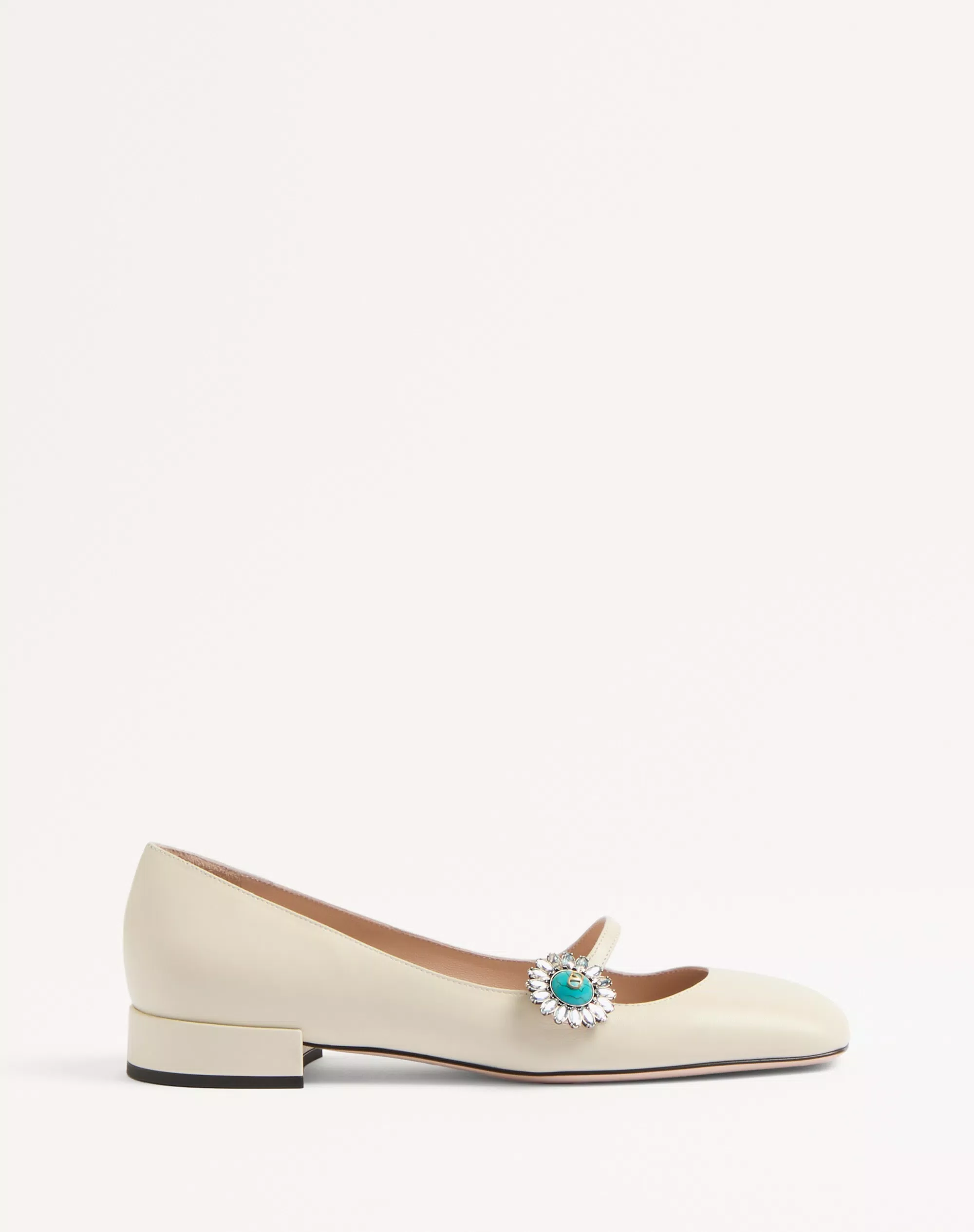 MARY-JANE PRESHOES BALLERINA IN KIDSKIN WITH JEWEL BUTTON 20MM