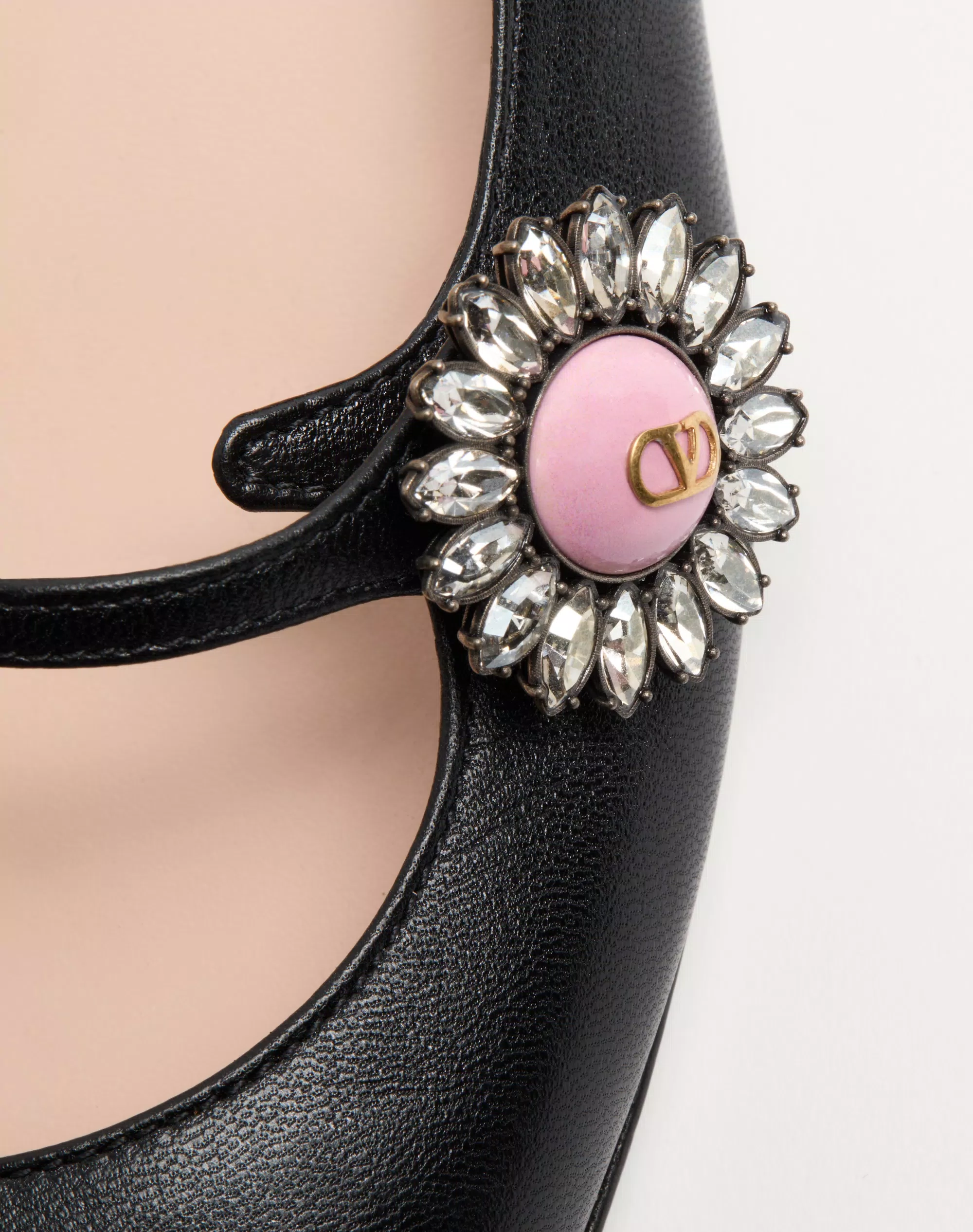 MARY-JANE PRESHOES BALLERINA IN KIDSKIN WITH JEWEL BUTTON 20MM