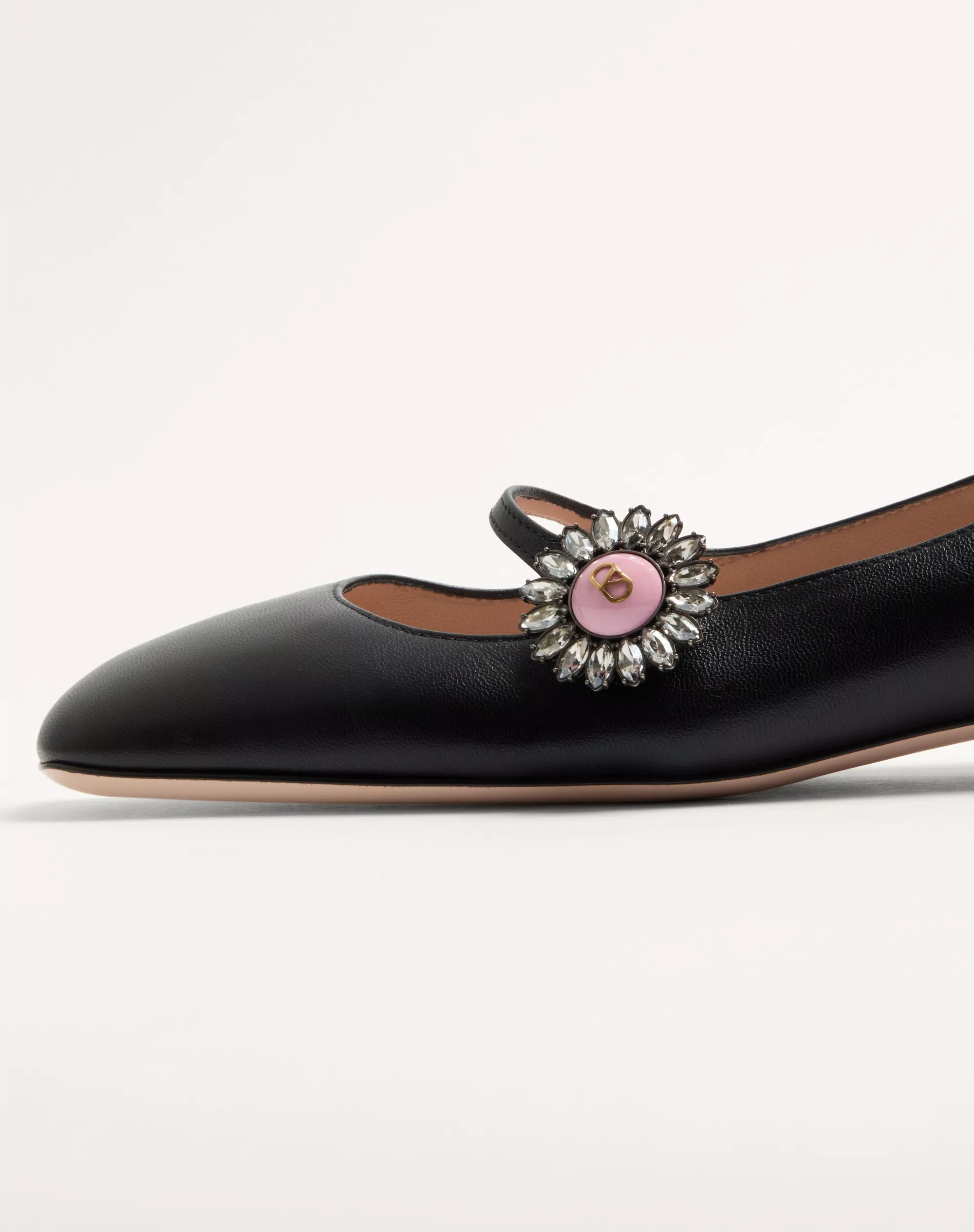 MARY-JANE PRESHOES BALLERINA IN KIDSKIN WITH JEWEL BUTTON 20MM