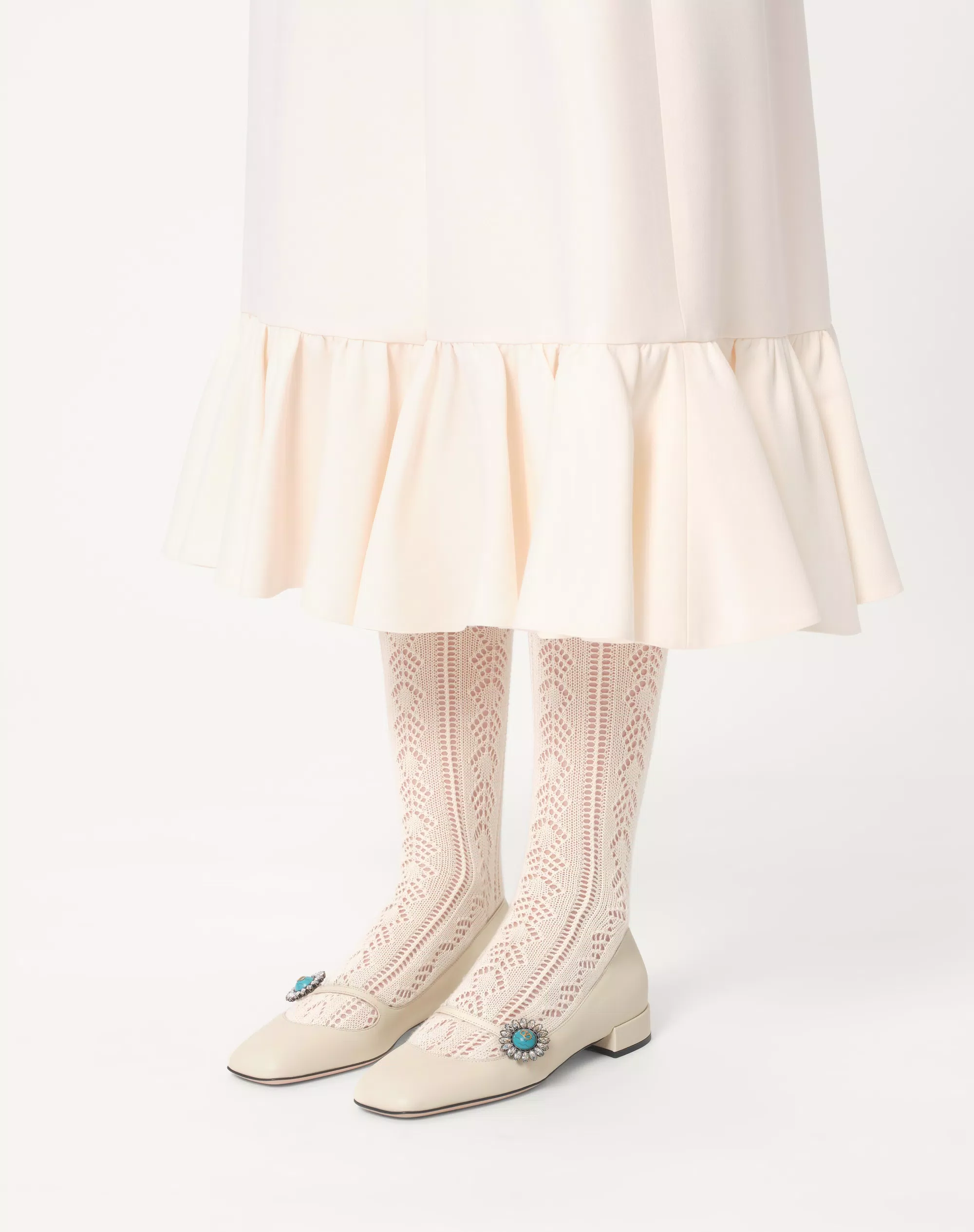 MARY-JANE PRESHOES BALLERINA IN KIDSKIN WITH JEWEL BUTTON 20MM