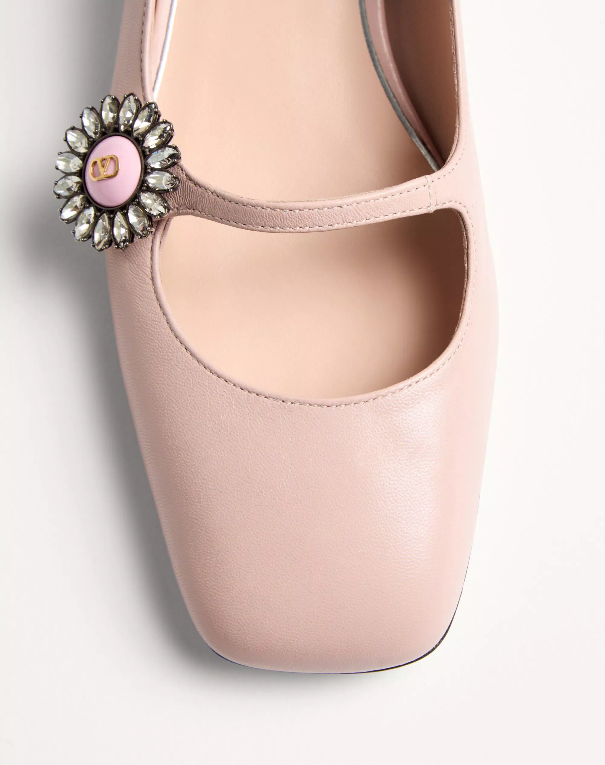 MARY-JANE PRESHOES BALLERINA IN KIDSKIN WITH JEWEL BUTTON 20MM