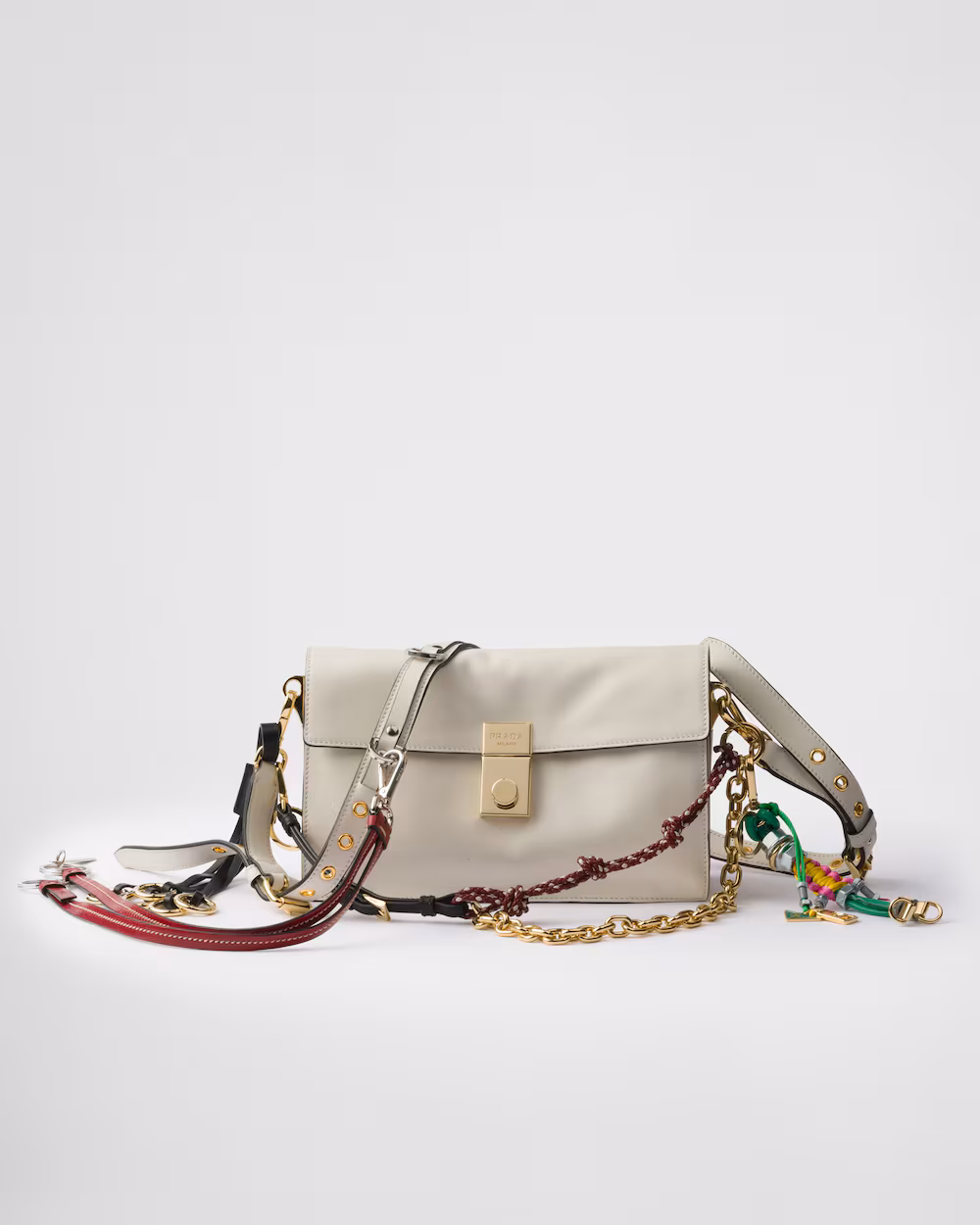 (Special Offer)Prada Soft Sound Small and Large Leather Shoulder Bag Accessories