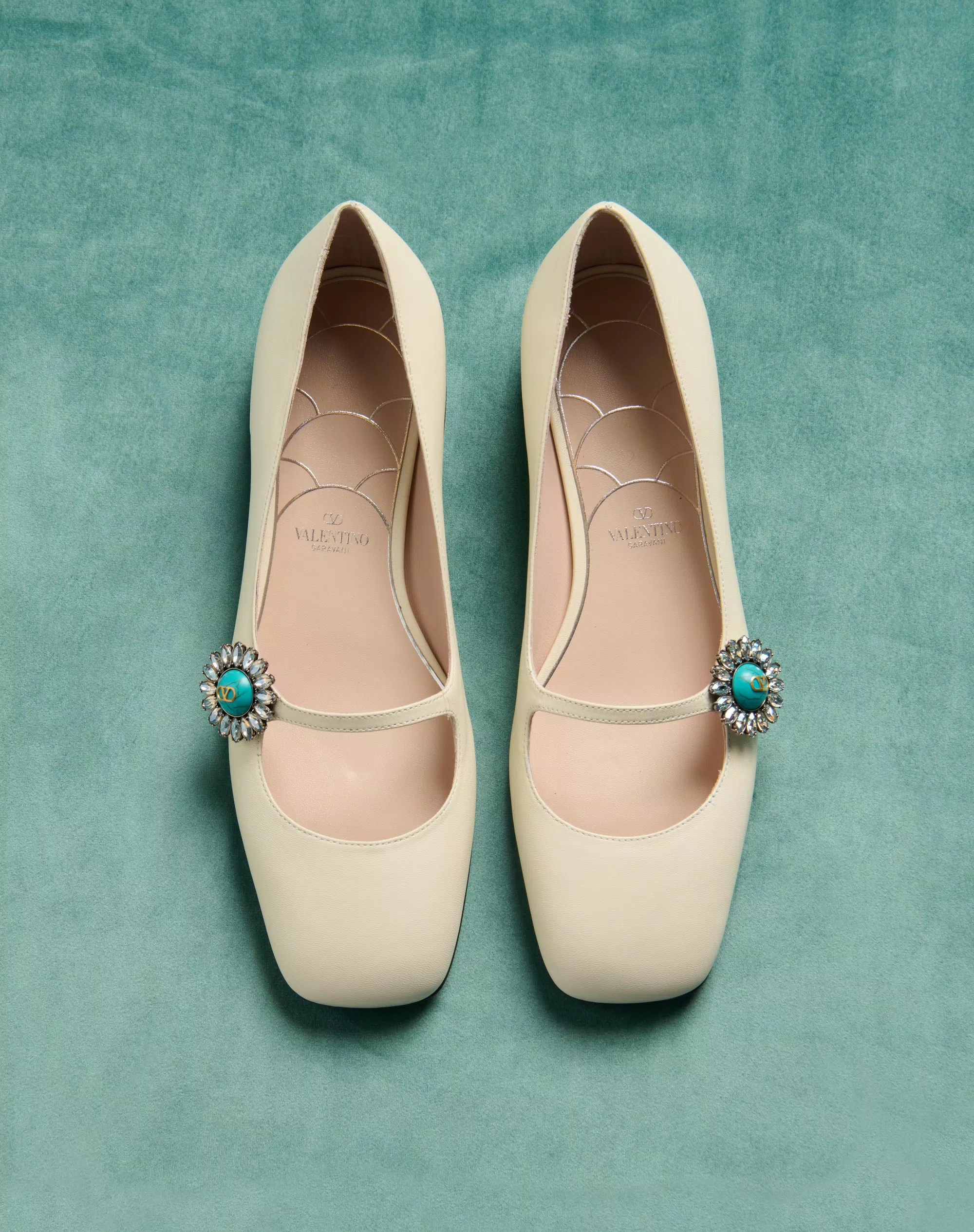 MARY-JANE PRESHOES BALLERINA IN KIDSKIN WITH JEWEL BUTTON 20MM