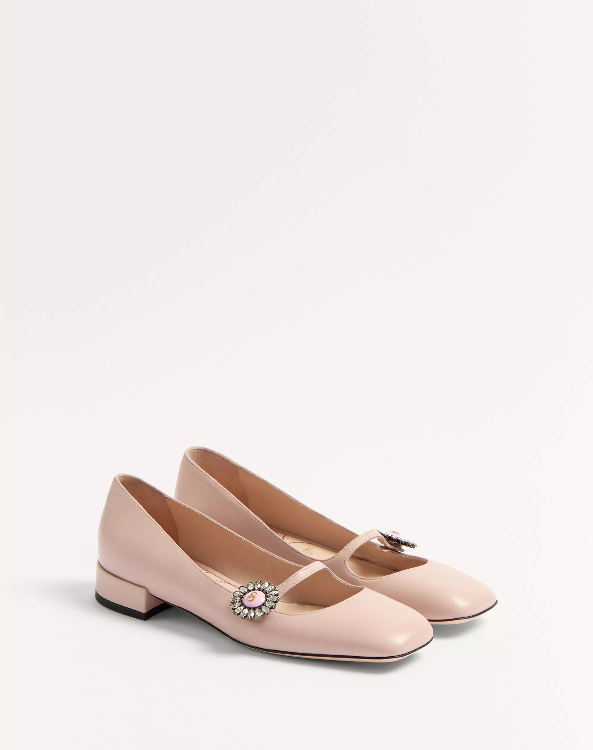 MARY-JANE PRESHOES BALLERINA IN KIDSKIN WITH JEWEL BUTTON 20MM