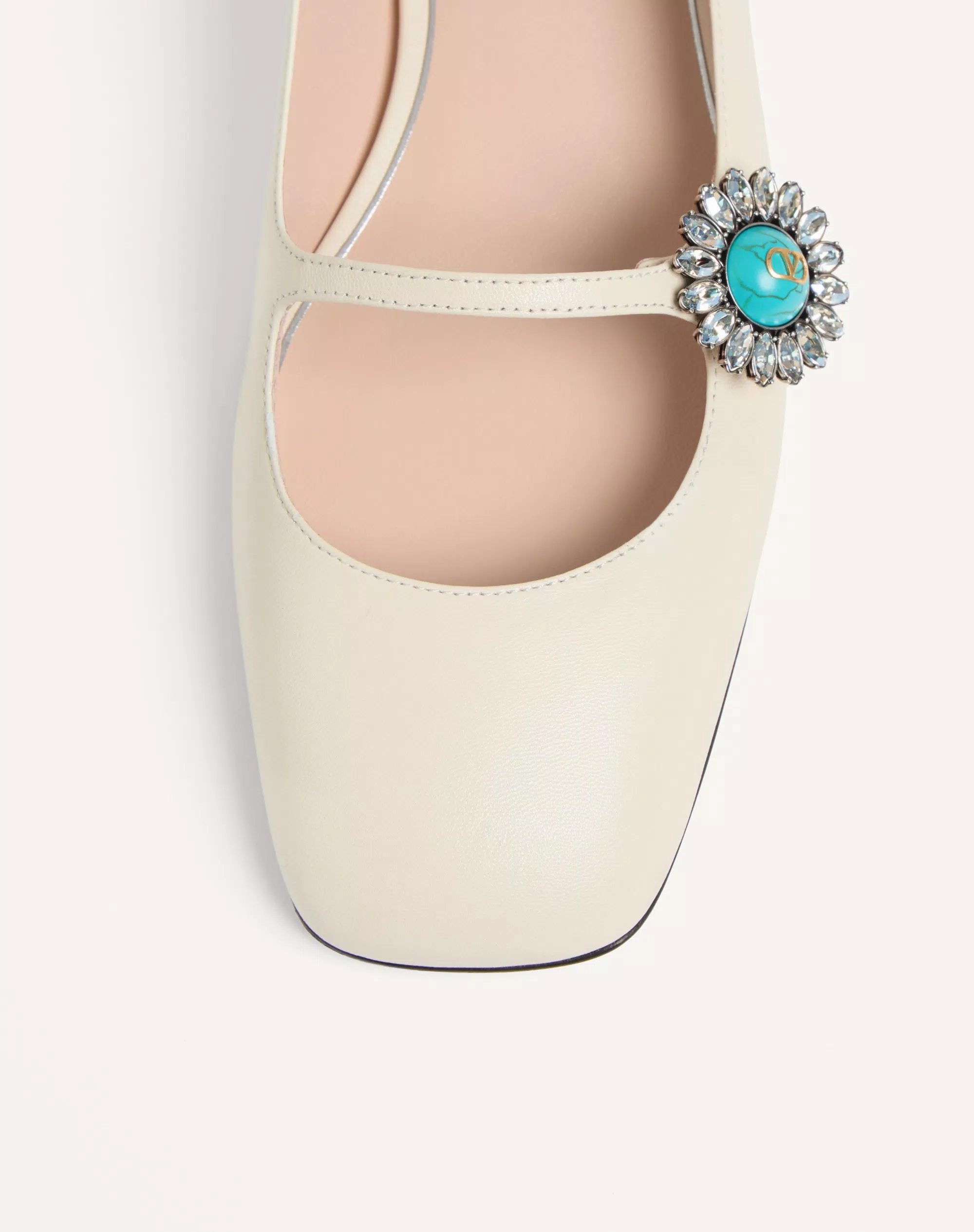 MARY-JANE PRESHOES BALLERINA IN KIDSKIN WITH JEWEL BUTTON 20MM