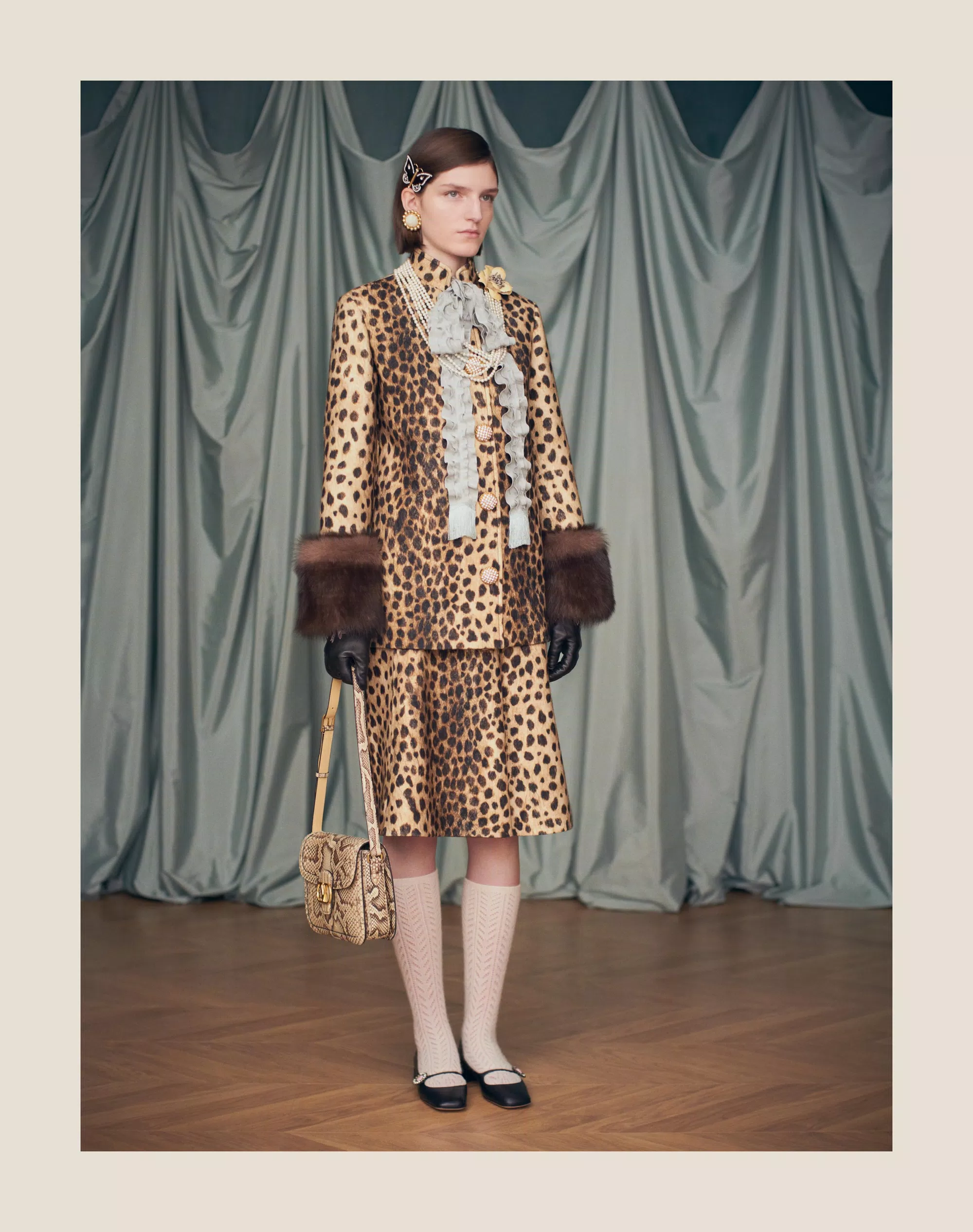 MARY-JANE PRESHOES BALLERINA IN KIDSKIN WITH JEWEL BUTTON 20MM