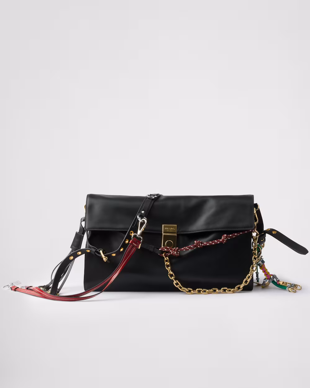 (Special Offer)Prada Soft Sound Small and Large Leather Shoulder Bag Accessories