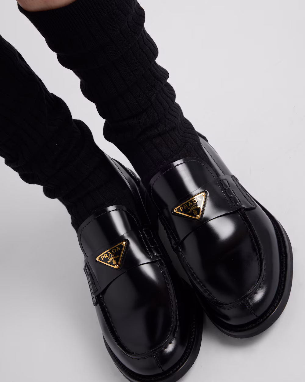 Prada shiny leather loafers