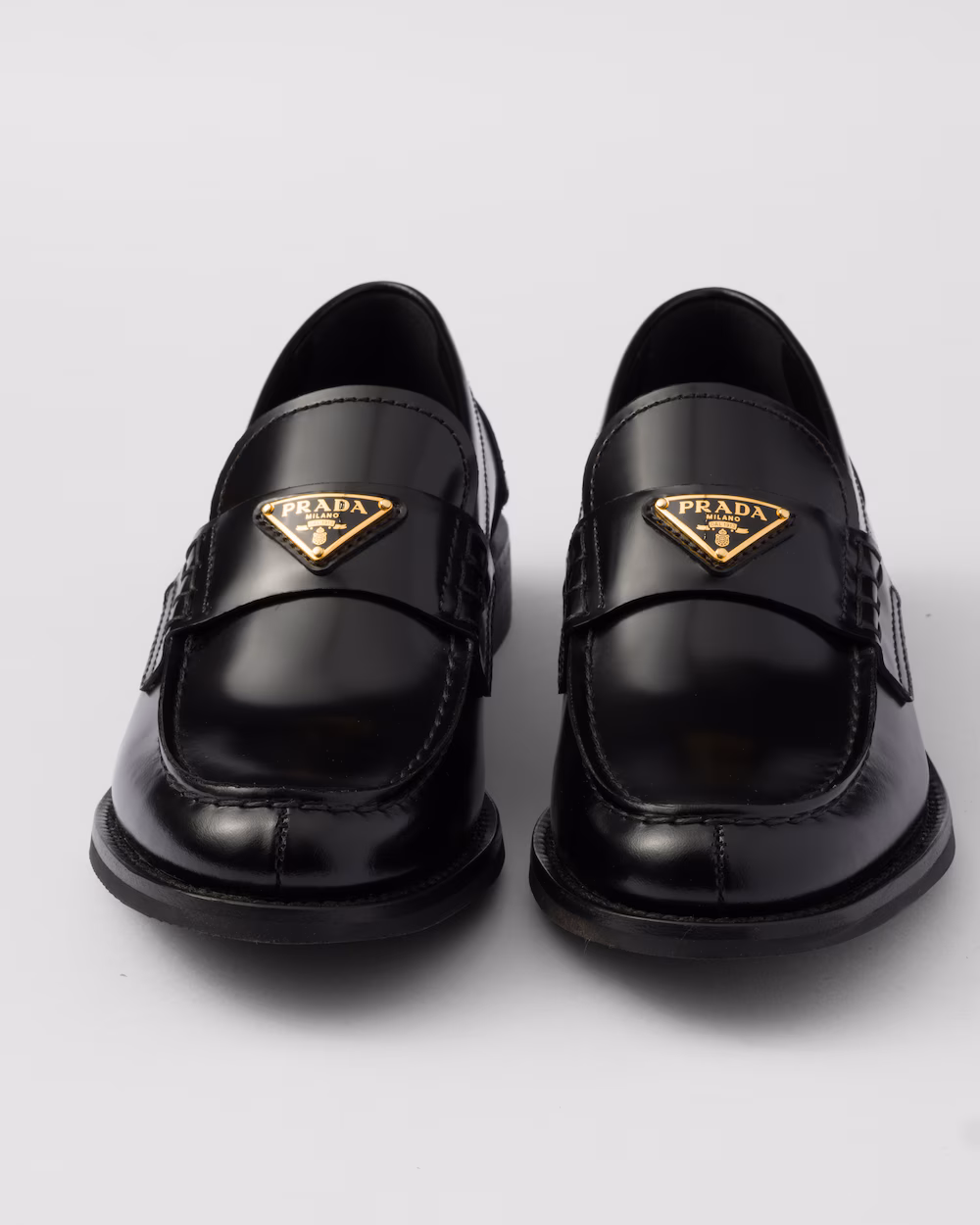 Prada shiny leather loafers