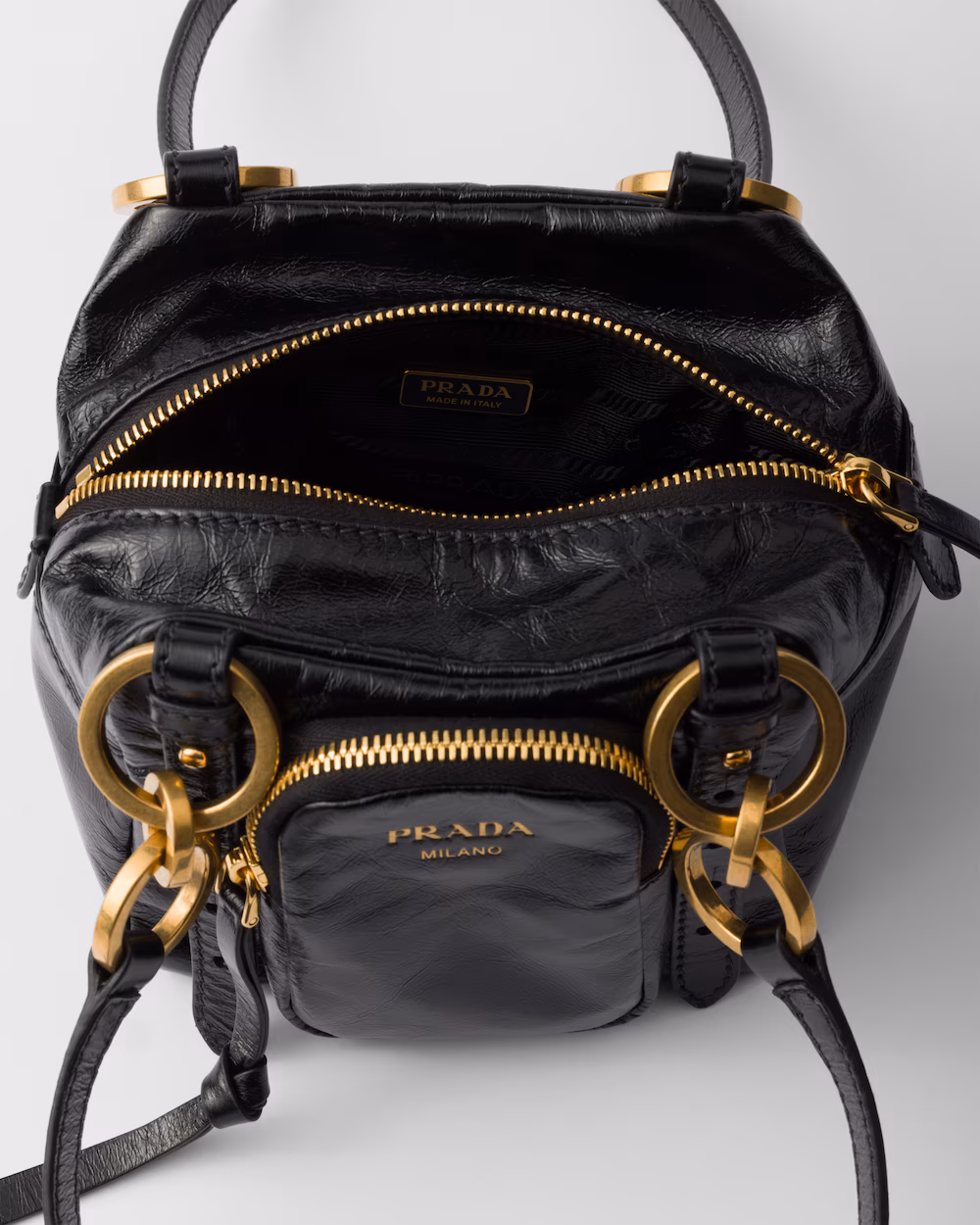 Prada Bags Dangle Leather Mini Tote
